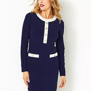 Lilly Pulitzer Navy and White Long Sleeve Dress